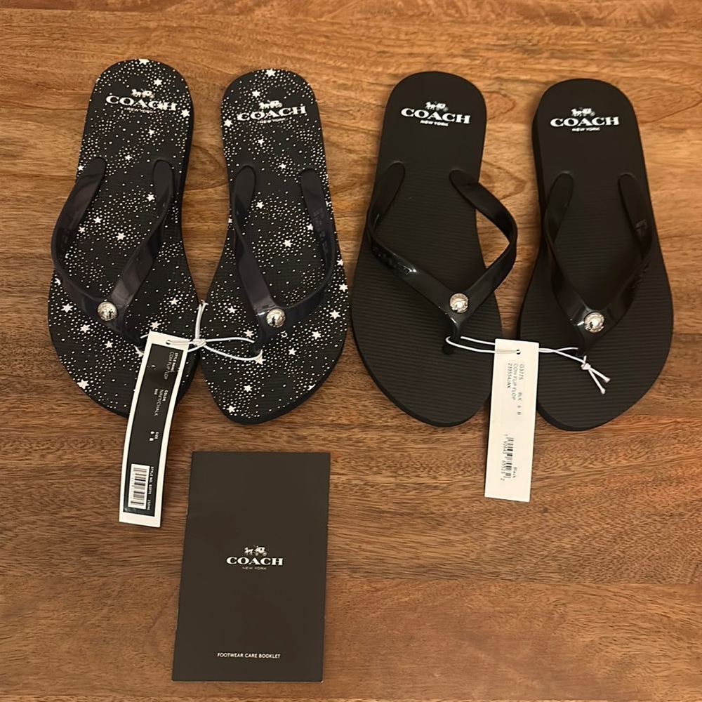 2 NWT Coach flip flops sz 6 women’s!!
